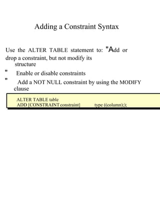e computer notes - Including constraints | PDF
