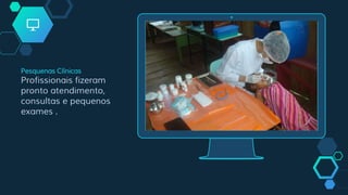 Place your screenshot here
Pesquenas Clínicas
Profissionais fizeram
pronto atendimento,
consultas e pequenos
exames .
 