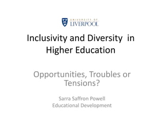 Inclusion and diversity in higher education jan | PPTX