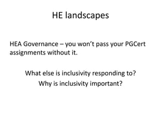 Inclusion and diversity in higher education jan | PPTX