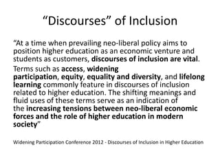 Inclusion and diversity in higher education jan | PPTX