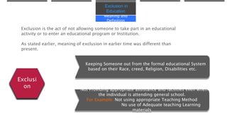 Inclusion and exclusion in education | PPTX