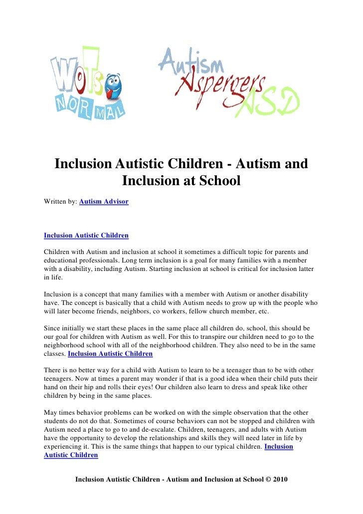 Dissertation on autism and inclusion