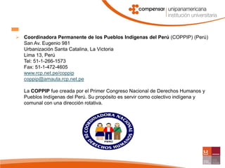 Centro de Investigaciones Económicas y Políticas de Acción Comunitaria (CIEPAC) (México)Calle de la Primavera No.6Barrio de la Morced 29240San Cristóbal, Chiapas, Méxicowww.ciepag.orgSe dedica a tareas de investigación, análisis y publicaciones sobre las condiciones económicas, políticas, sociales y de derechos humanos de los pueblos indígenas y rurales de Mesoamérica.Fundación Rigoberta Menchú Tum (México)Heriberto Frías 339 Col. Narvarte03020 México DF, MéxicoTel: 52-5639-3091Fax: 52-5639-1492frmtmexico@rigobertamenchu.orgLa Fundación nació en 1992, tiene como objetivo contribuir a recuperar y enriquecer los valores humanos para la construcción de una ética de paz mundial, a partir de la diversidad étnica, política y cultural de los pueblos del mundo.