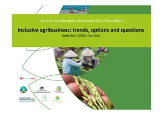 Inclusive agribusiness: trends, options and questions
Andy Hall, CSIRO, Australia
 