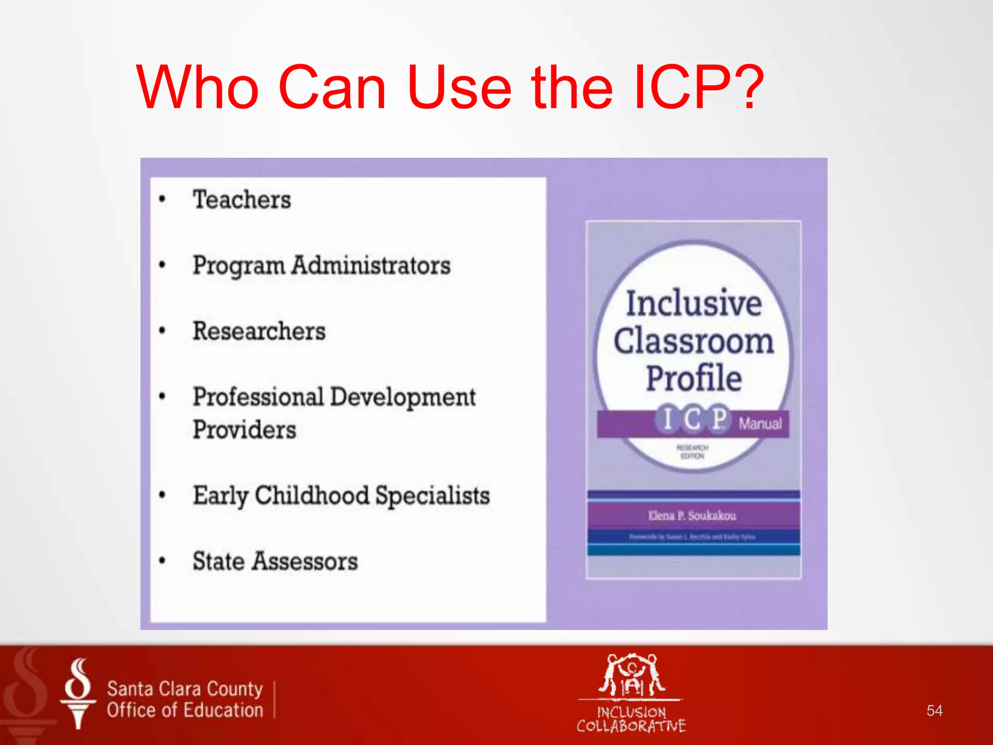 Who Can Use the ICP?
54
 