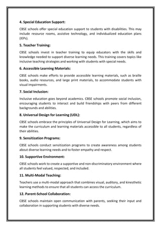 Inclusive Education Catering to Diverse Needs in CBSE Schools | PDF
