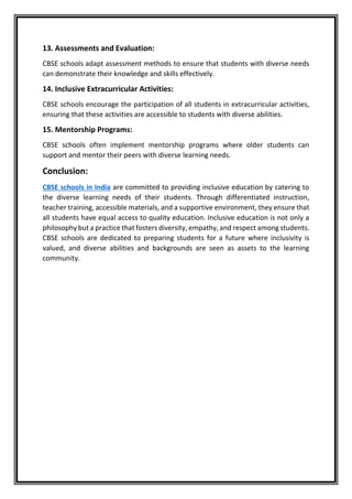 Inclusive Education Catering to Diverse Needs in CBSE Schools | PDF