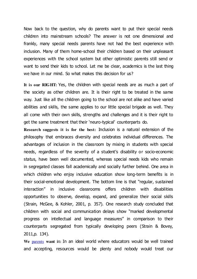 college essay about special needs