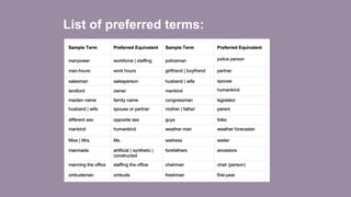 List of preferred terms:
 