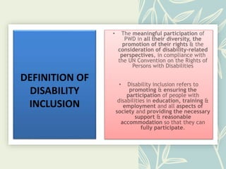 RAISING AWARENESS,
CHANGING ATTITUDES AND
PARTICIPATION
• Evaluations of disability inclusion in
mainstream development NG...