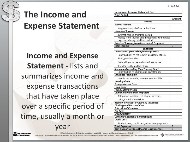 Image result for income and expense statement