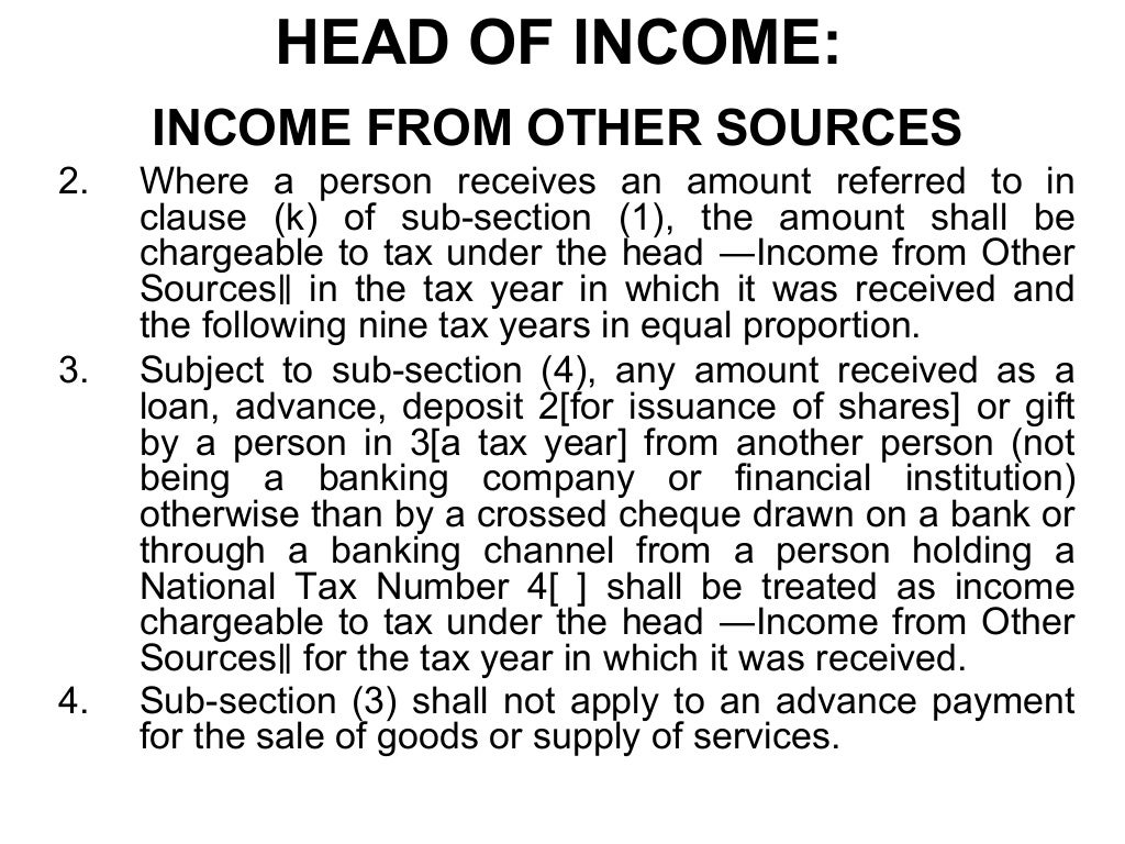 Income From Sources Other Than Salary