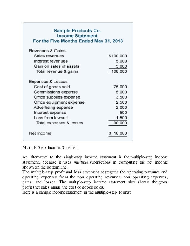 multi step income statement
