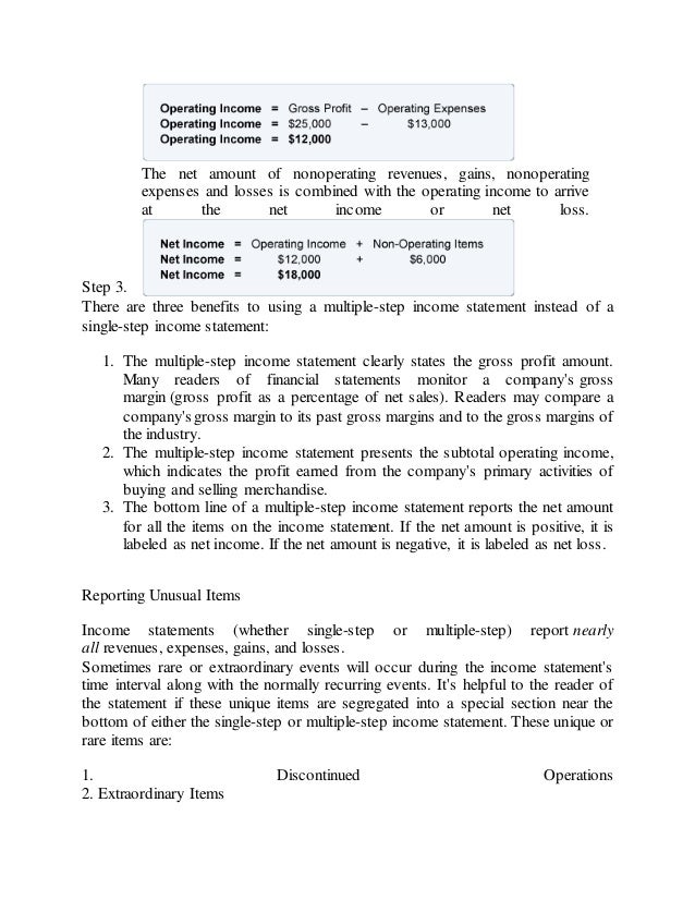 multi step income statement