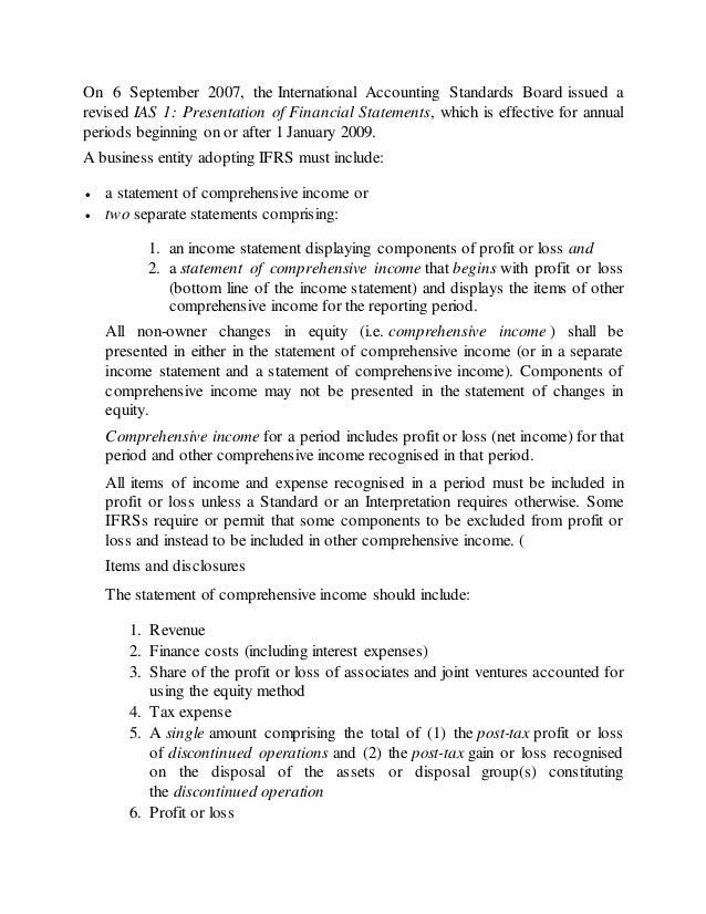 standard profit and loss statement