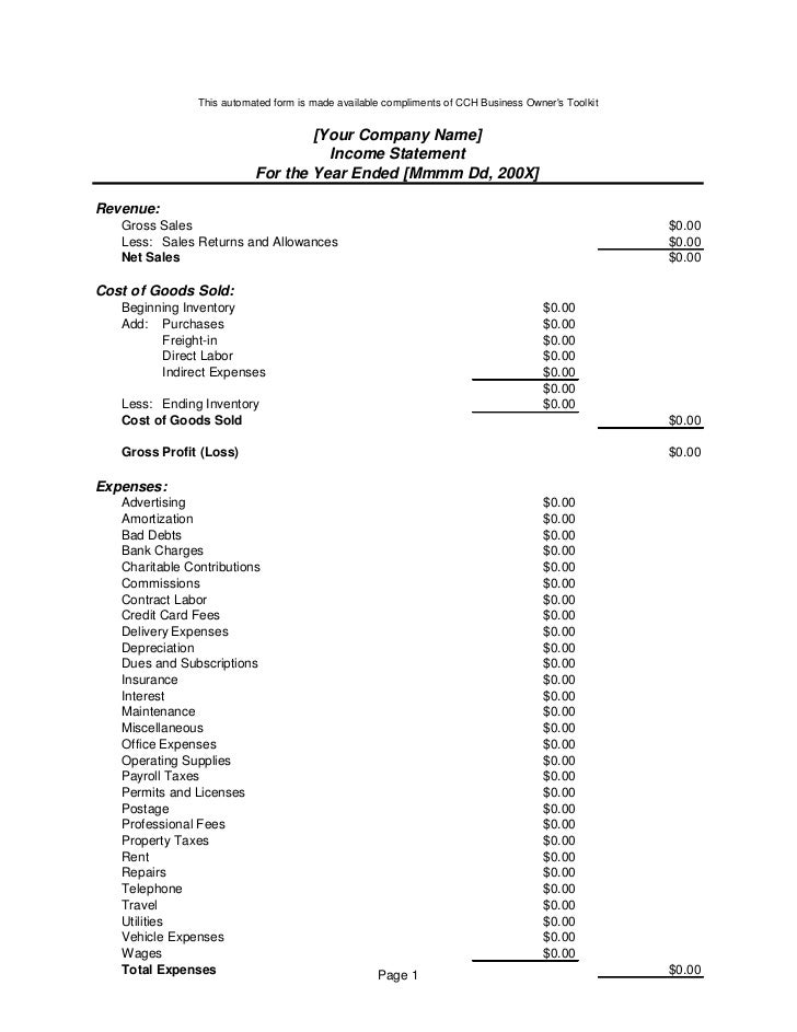 Income statement form4