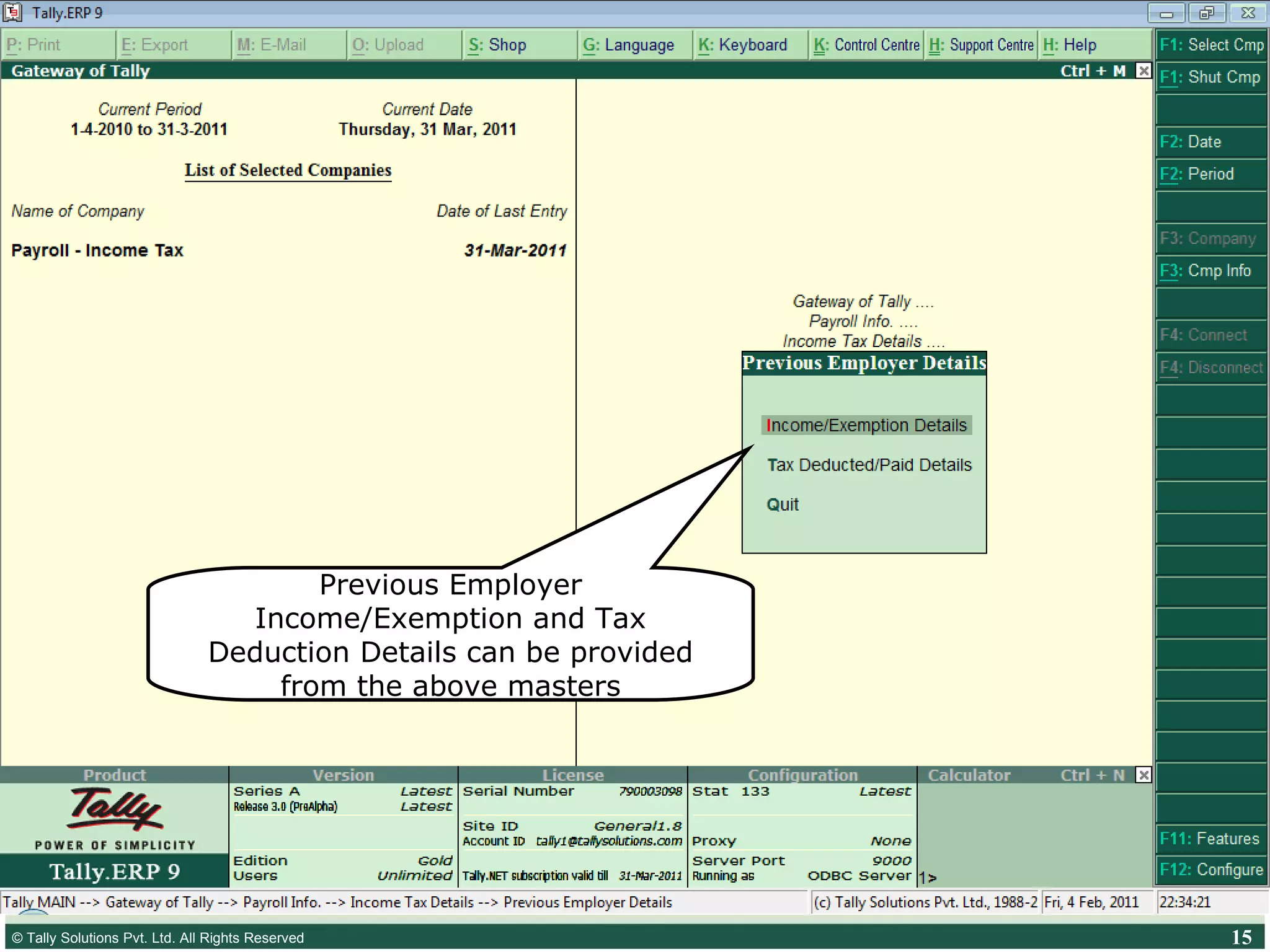 Tally Tutorial :Income Tax computation for employees | PPS