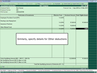 Tally Tutorial :Income Tax computation for employees | PPS