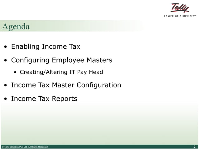 Tally Tutorial :Income Tax computation for employees | PPS