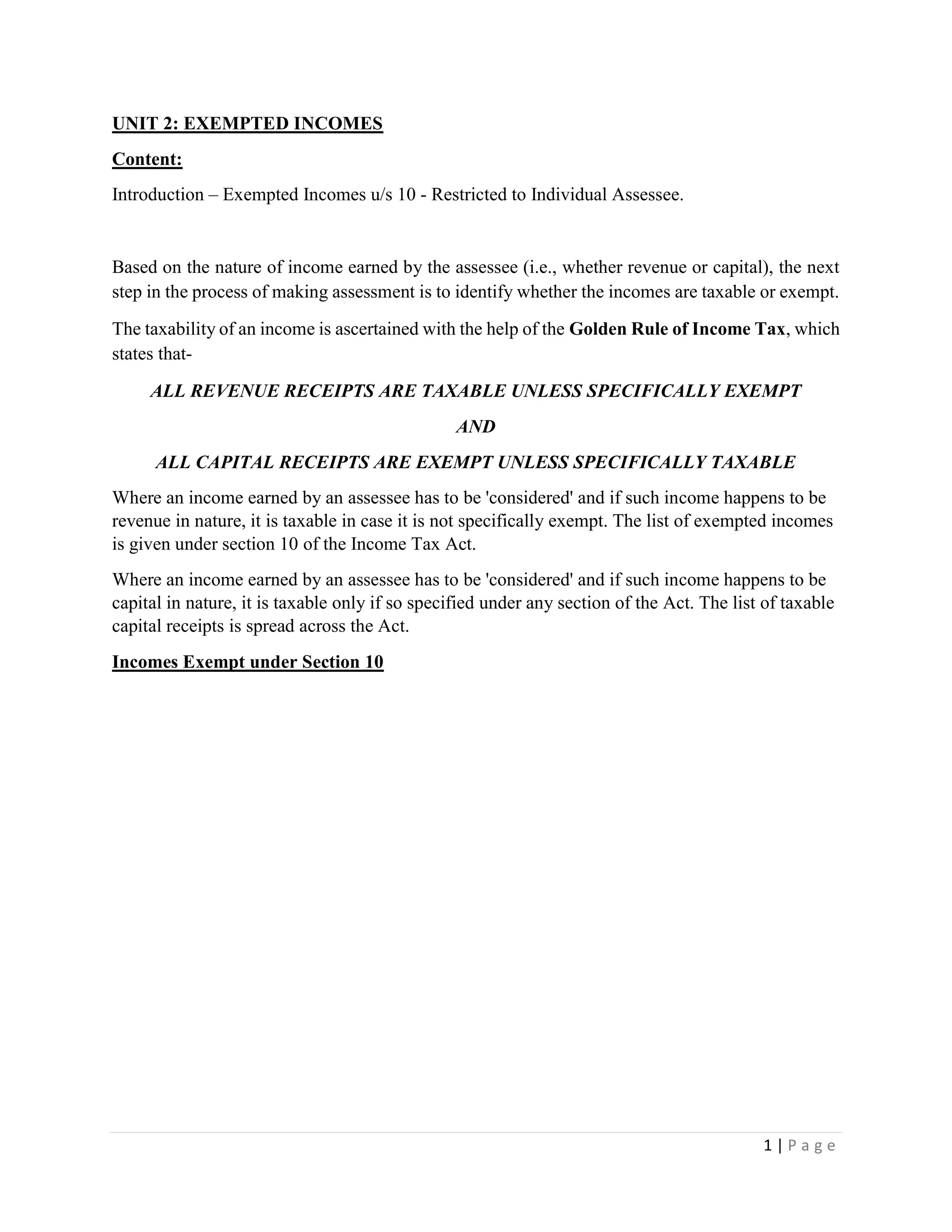 Exempted Incomes Image UNIT 2: EXEMPTED INCOMES | PDF