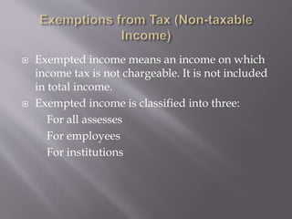 Exempted Incomes Image Income tax introduction | PPTX