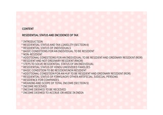 Residential status and Incidence of tax | PDF