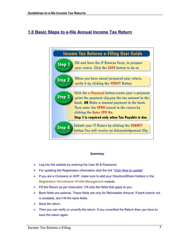 Income Tax Return E-File guideline | PDF