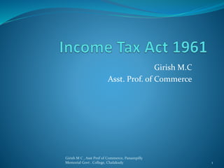 Girish M.C
Asst. Prof. of Commerce
1
Girish M C , Asst Prof of Commerce, Panampilly
Memorial Govt . College, Chalakudy
 