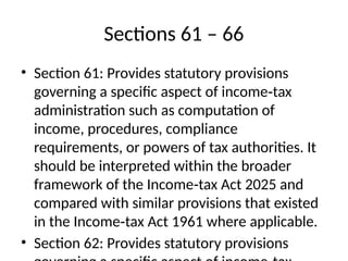Code Section 61 Comprehensive Section-wise Overview of Income Tax Act 2025 with ...