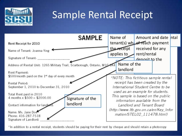 rent receipts for tax purposes