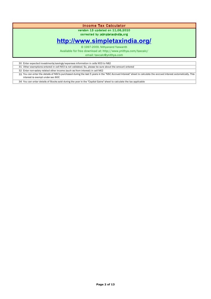 Download Income tax calculator 10 11