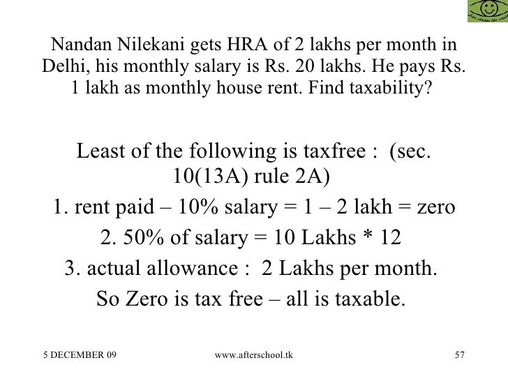 house rent receipt income tax india