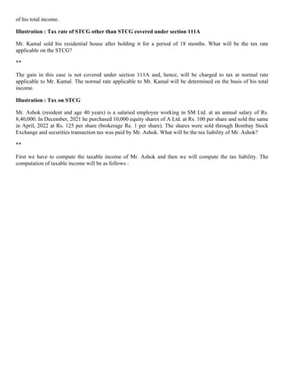 Income Tax on Short Term Capital Gain with examples | PDF