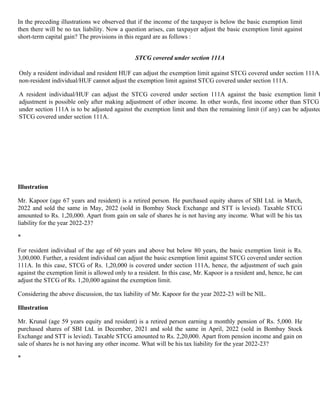 Income Tax on Short Term Capital Gain with examples | PDF