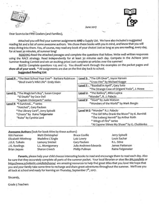 Incoming grade5summerpacket