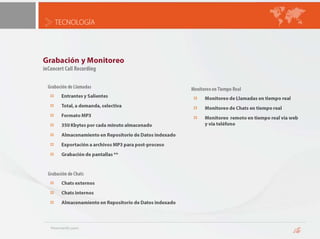 TECNOLOGÍAParadigma inConcert AllegroConcepto basado en la integracióncon los procesos de negocioFull-IP desde su comienzoArquitectura abierta basada en estándares de la industriaIndependencia de hawrdware propietario