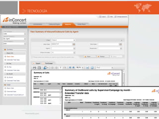 TECNOLOGÍAIVRSistema de Respuesta de Voz InteractivoAutomatización de gestión de llamadas entrantes y salientesCall BlastingSin límite de opciones y profundidad de menúMúltiples IVR en el mismo servidorMenús personalizados y dinámicos según perfil del cliente y variables del contextoIntegración nativa con inConcert ACDinConcert MiddlewareinConcert Outbound EngineTecnologías vocales (TTS / ASR)Diseño de aplicaciones a través de inConcert FlowDesigner