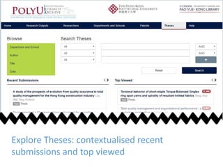 Explore Theses: contextualised recent
submissions and top viewed
 