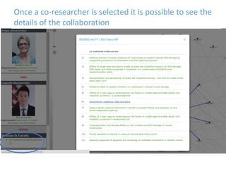 Once a co-researcher is selected it is possible to see the
details of the collaboration
 