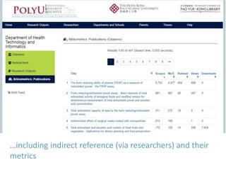 …including indirect reference (via researchers) and their
metrics
 