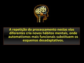 A repetição do processamento nestas vias
 diferentes cria novos hábitos mentais, onde
automatismos mais funcionais substituem os
         esquemas desadaptativos.
 