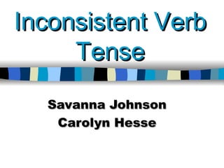 Inconsistent Verb Tense Savanna Johnson Carolyn Hesse 