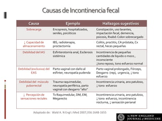 Causas de Incontinencia fecalAdaptado de:  Wald A. N Engl J Med 2007;356:1648-1655