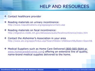 Incontinence and the individual with AD | PPT
