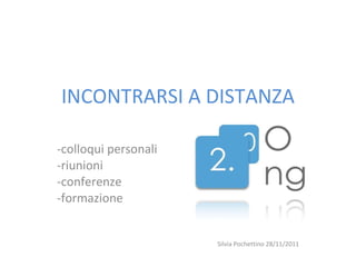INCONTRARSI A DISTANZA -colloqui personali  -riunioni -conferenze -formazione Silvia Pochettino 28/11/2011 
