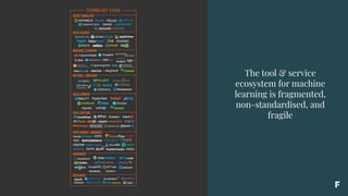 The tool & service
ecosystem for machine
learning is fragmented,
non-standardised, and
fragile
 