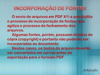 Incorporação de Fontes - Aplicativos Gráficos