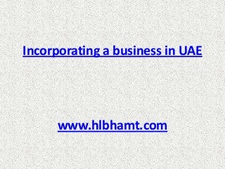 Incorporating a business in UAE




      www.hlbhamt.com
 