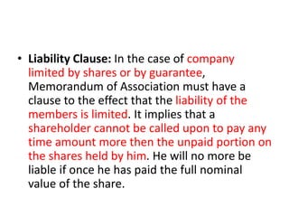 Contract Liability Clause Examples Incorporation of Companies | PPTX